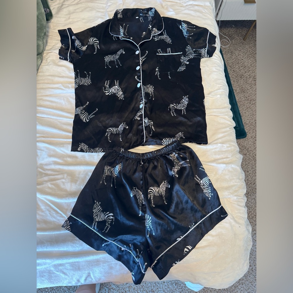 Black Zebra Print Pajama Set